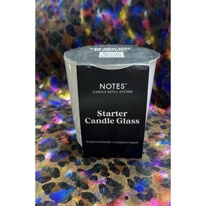 NOTES Candle Refill System Starter Candle Glass White 4"‎ x 3.75"
